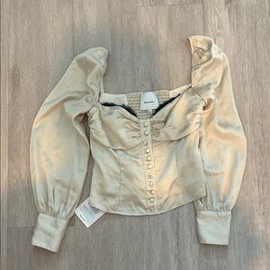 Reformation Cream Long Sleeve Blouse